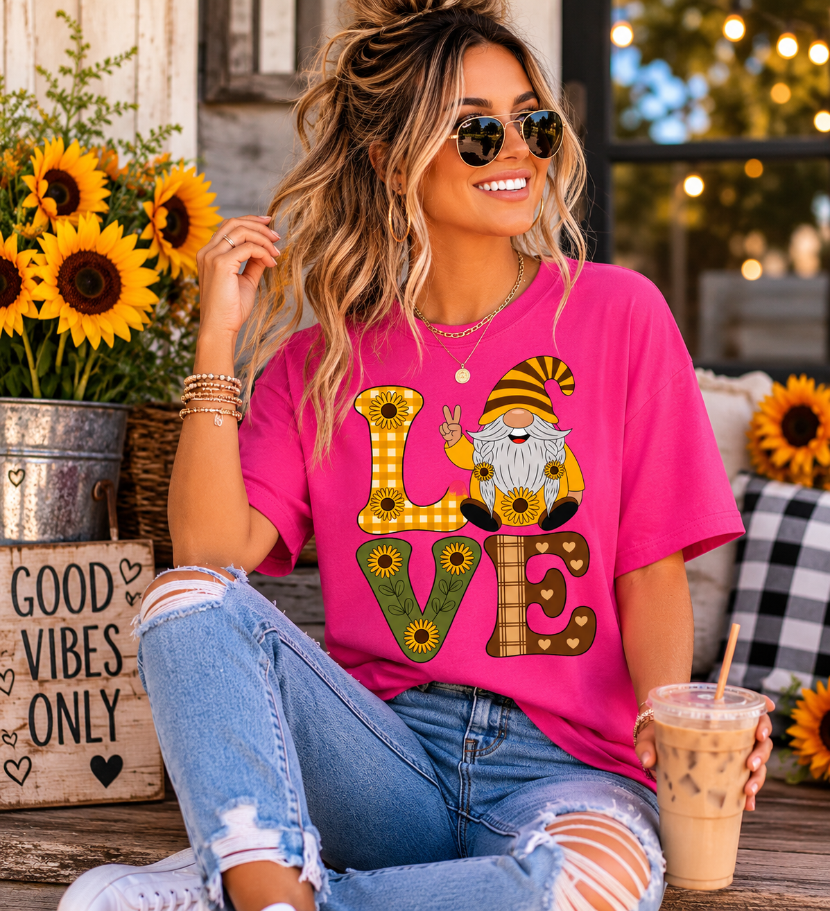 🌻 Sunflower Gnome LOVE Graphic Tee