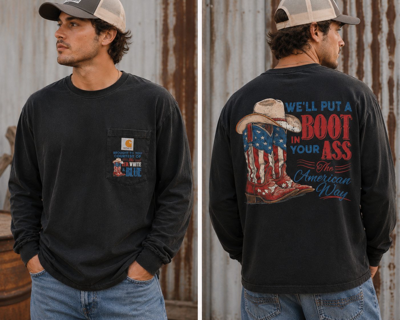 Boot in Your Ass American Way Long Sleeve Tee