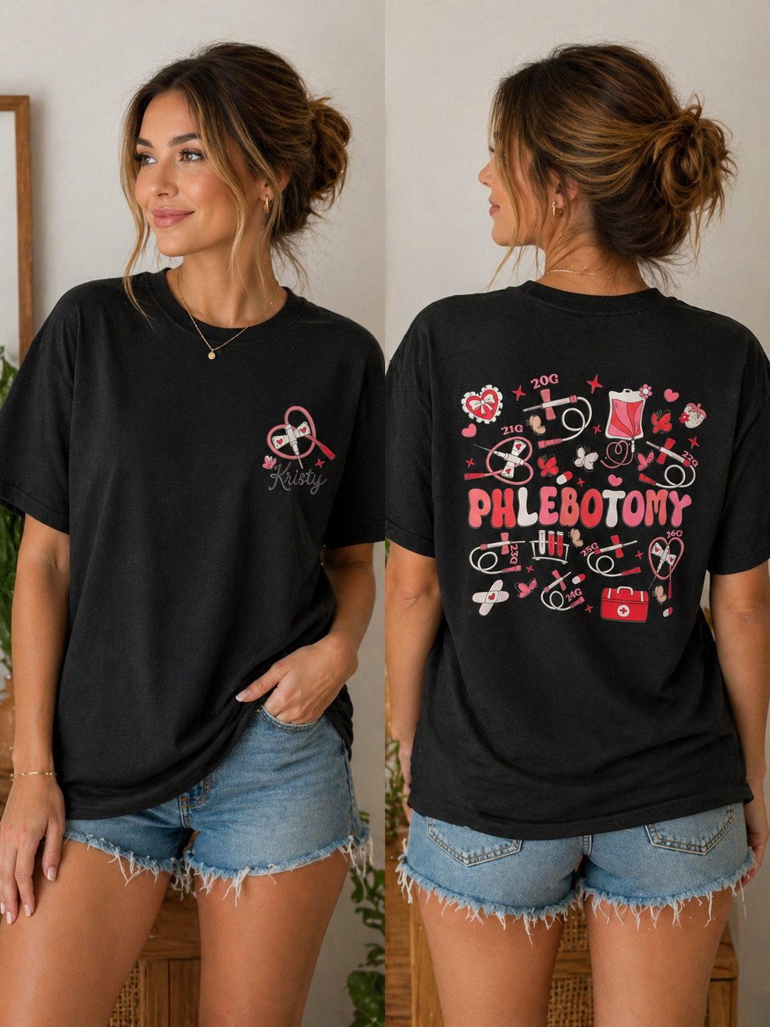 Custom Phlebotomy Graphic Tee - Personalized name shirt