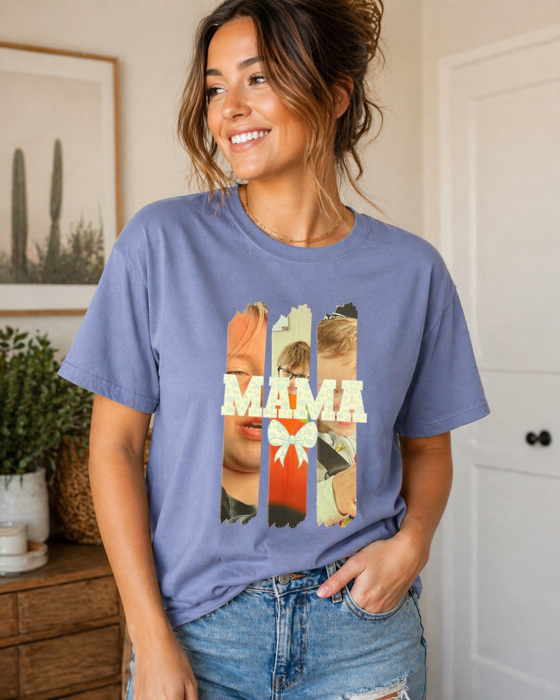 Custom Photo Mama Bow Tee