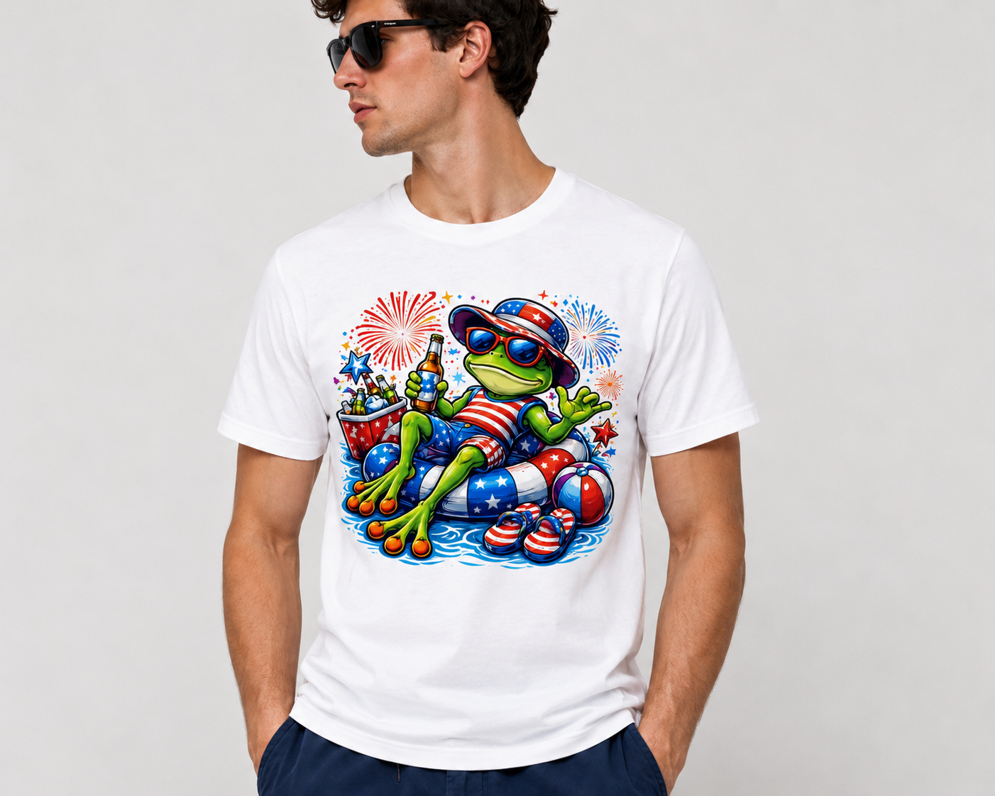 🐸 Stars, Stripes & Chill Patriotic Frog Tee