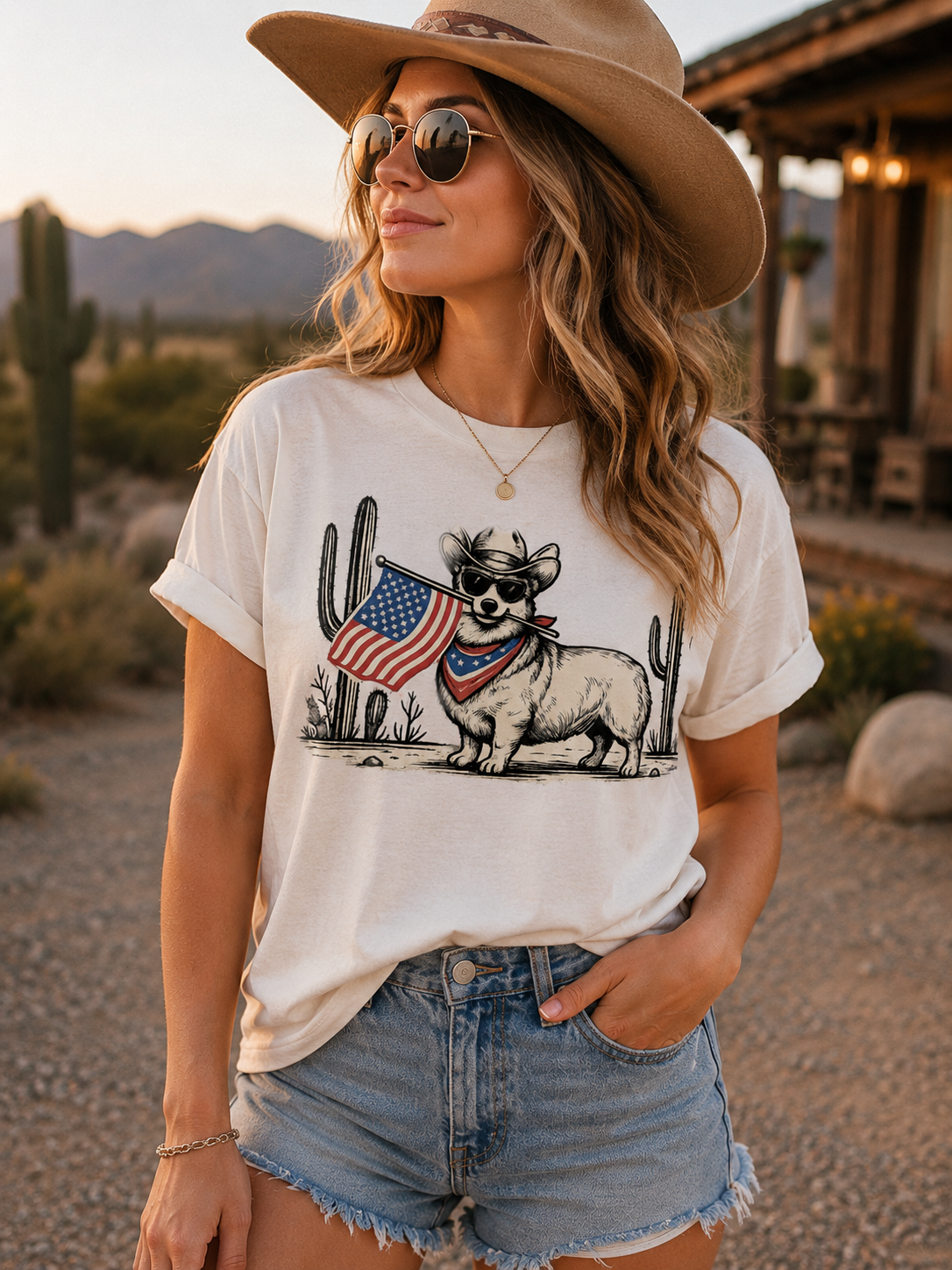 🤠🐾 Patriotic Cowboy Corgi Tee