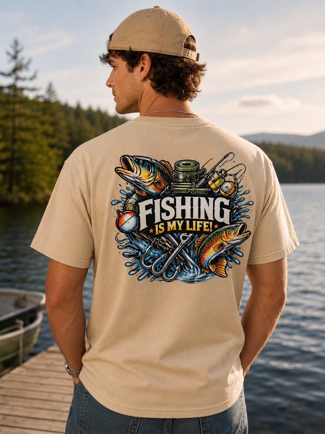 🎣🐟 Fishing Is My Life Back Print Tee