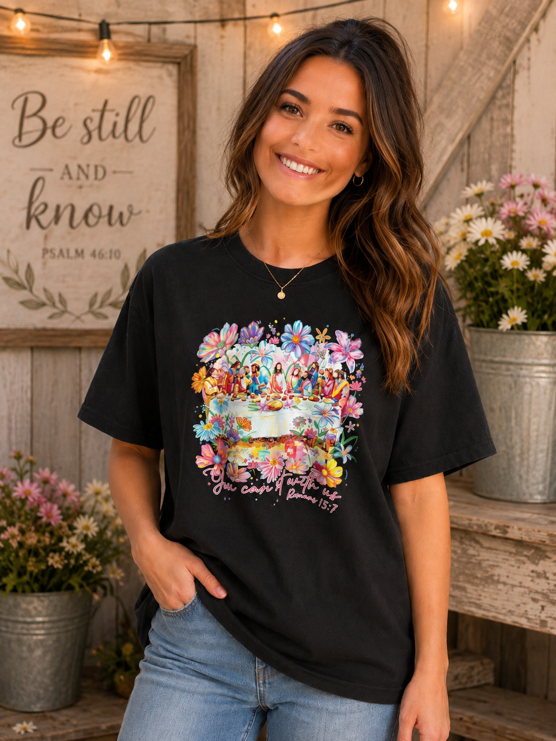 The Table Was Set Christian Floral Tee
