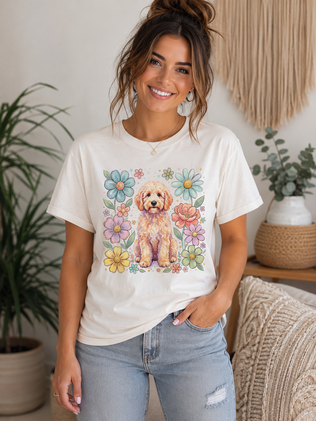 Floral Puppy Tee