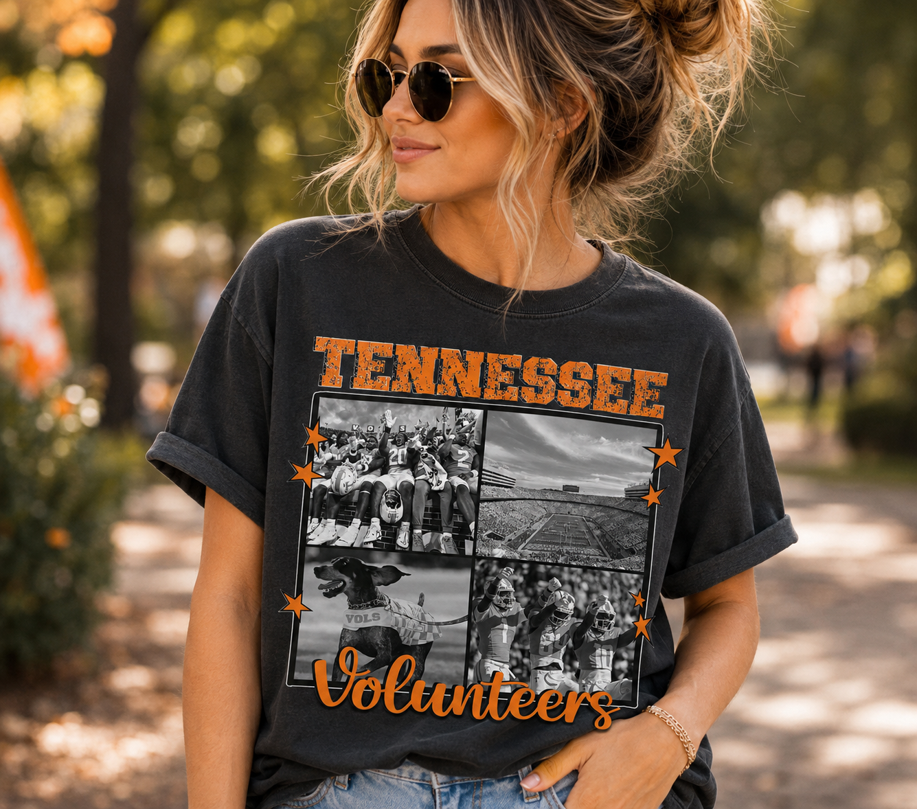 🏈🧡 Tennessee Volunteers Vintage Football Collage Graphic Tee