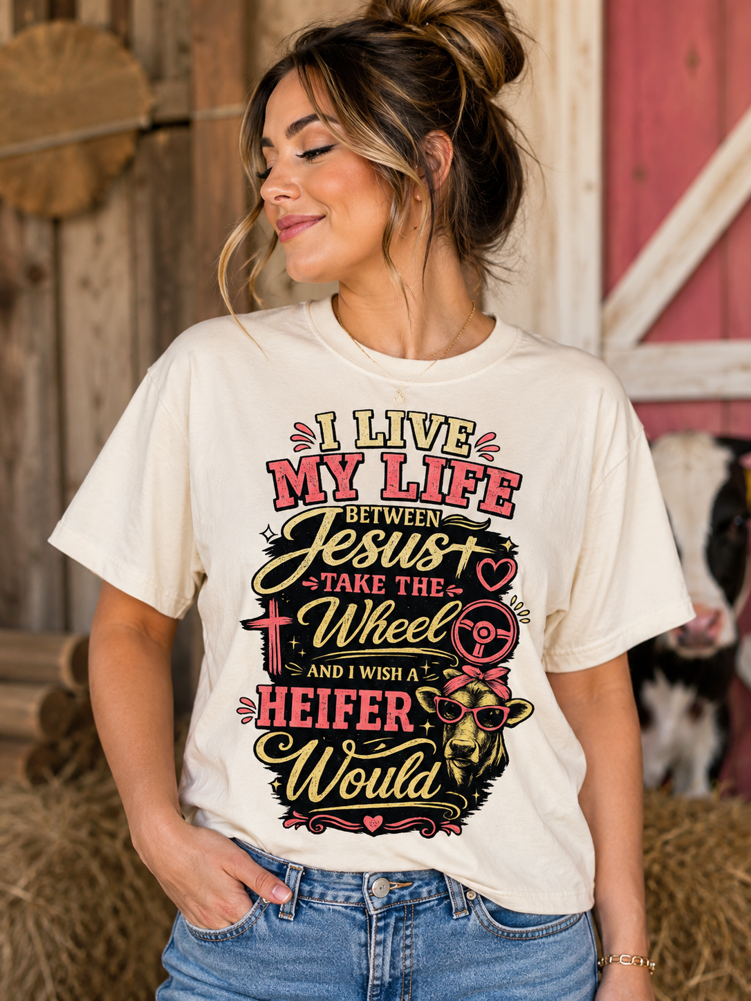 Jesus Take the Wheel & I Wish a Heifer Would™ Graphic Tee