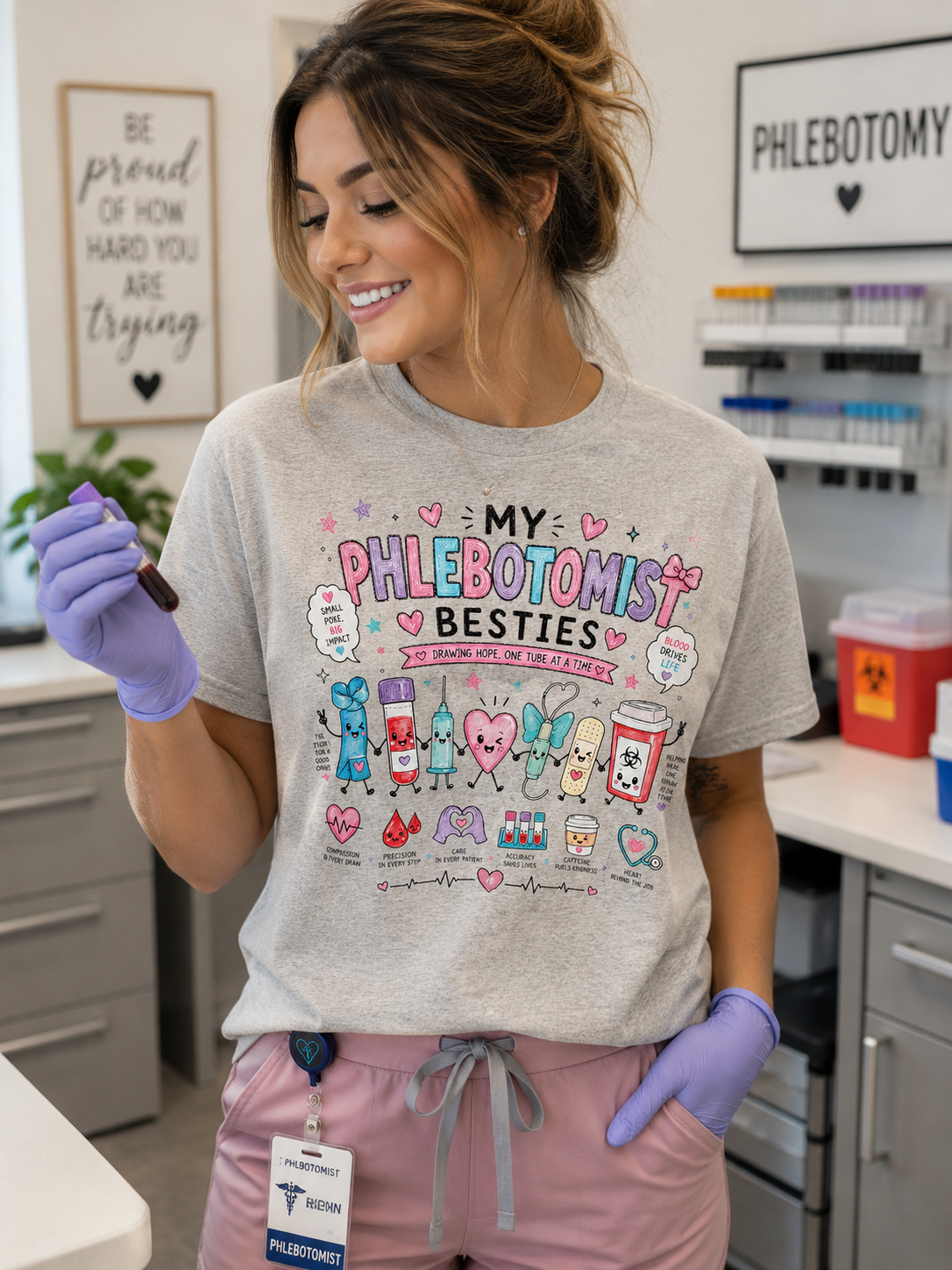 My Phlebotomist Besties™ Graphic T-Shirt | Cute Phlebotomy Lab Tech Shirt | Medical Professional Tee
