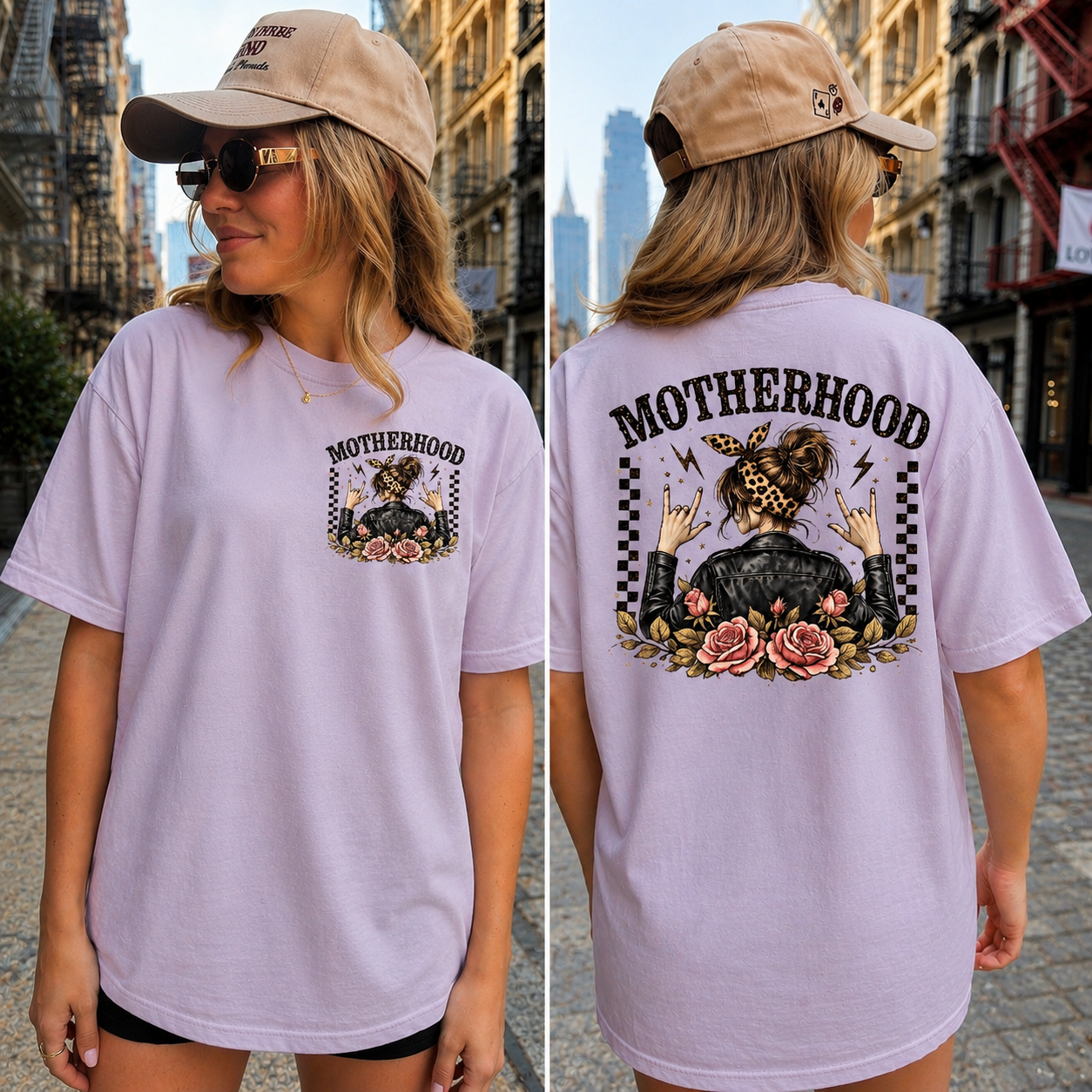 🖤🌸 Motherhood Messy Bun Back Print Tee