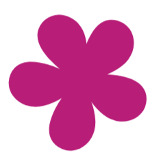 A purple, five-petal flower with rounded petals.