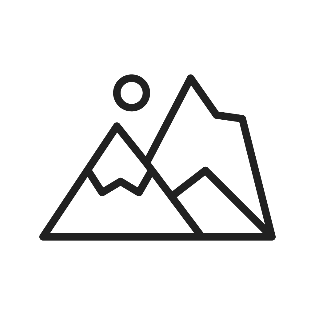 Icon of a mountain with a sun above it.