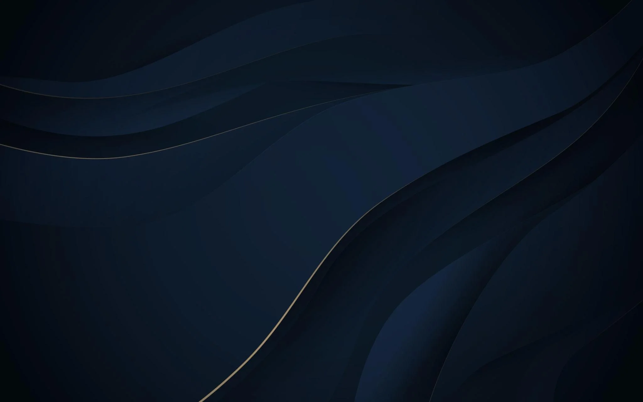 Dark blue abstract background with curved lines and subtle light accents.