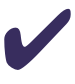 A large check mark symbol with a purple color.