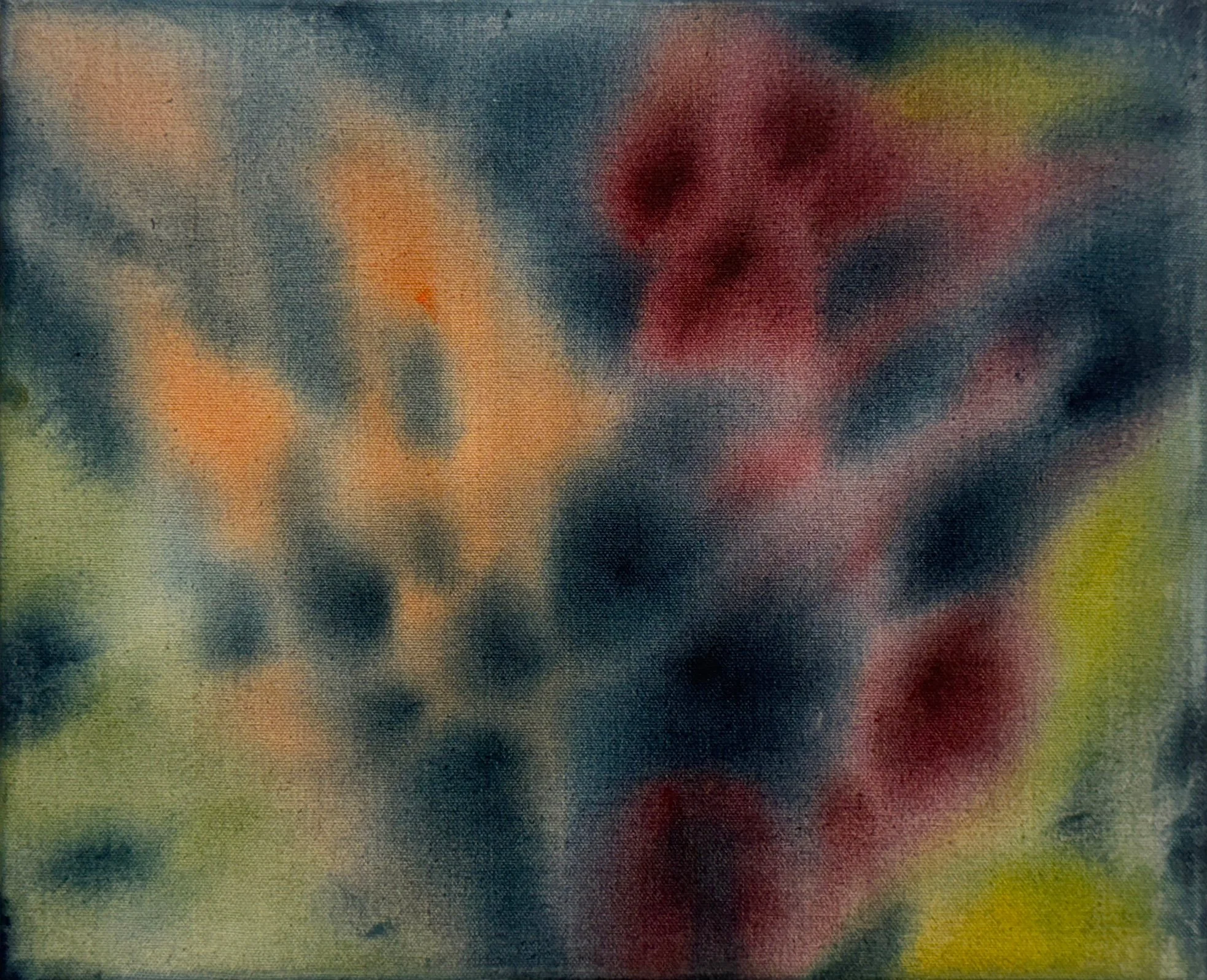 ‘SCENE I', 13” x 16”, Acrylic on Raw Canvas, 2025