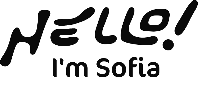 Black and white text saying "Hello! I'm Sofia."