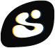 "SB" logo on a black organic shape background.