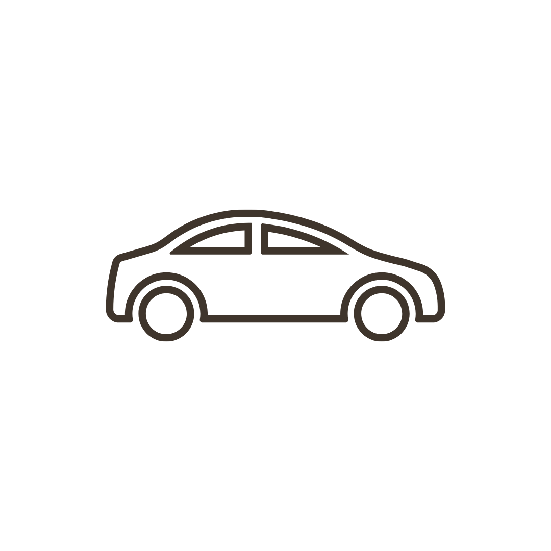 Stilisiertes Icon eines Autos in Schwarz auf transparentem Hintergrund.