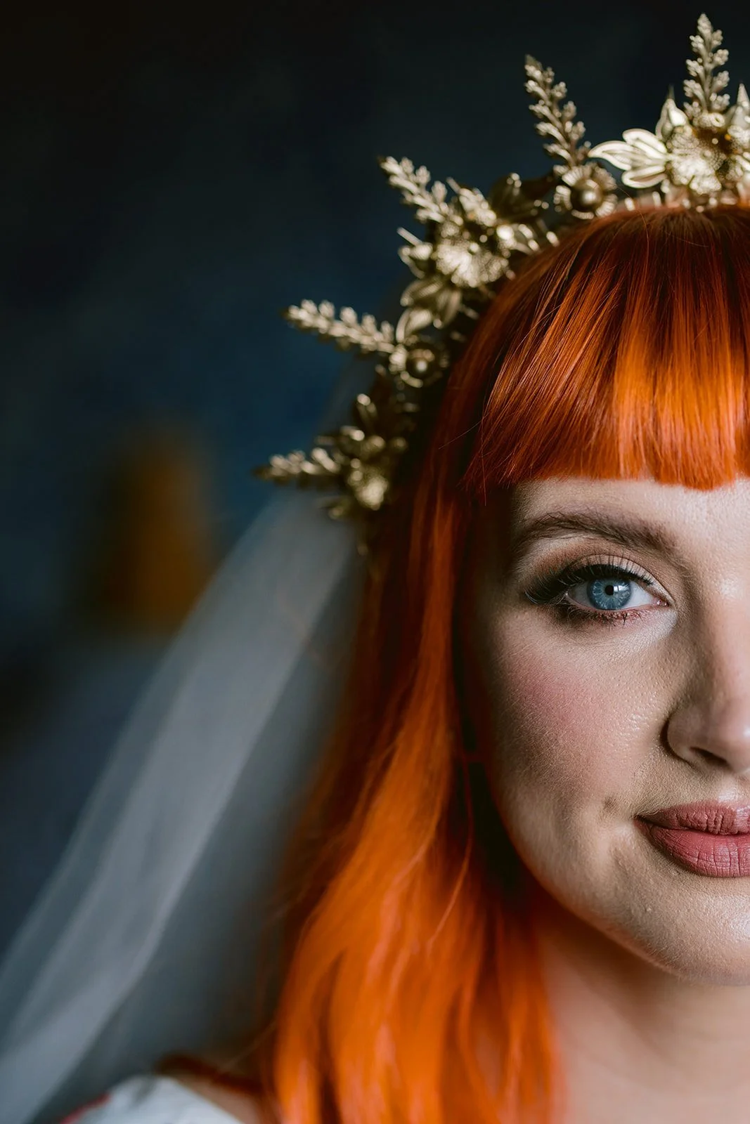 Wedding photograph of bride wearing a crown