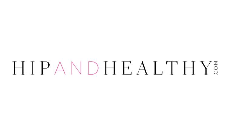 Logo that reads 'HIP AND HEALTHY.COM' with 'AND' in pink and the rest in black.