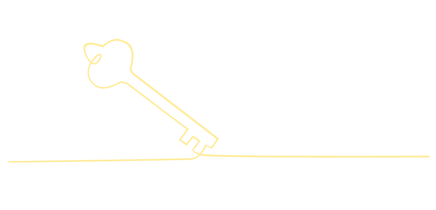 A neon sign of a key on a black background.