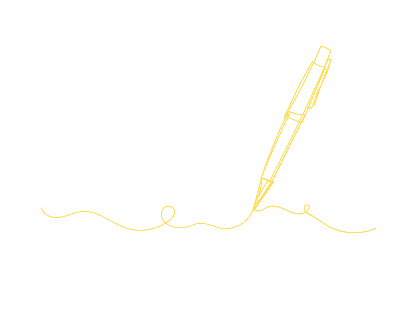 Golden outline of a pen drawing a line of cursive text on a black background.