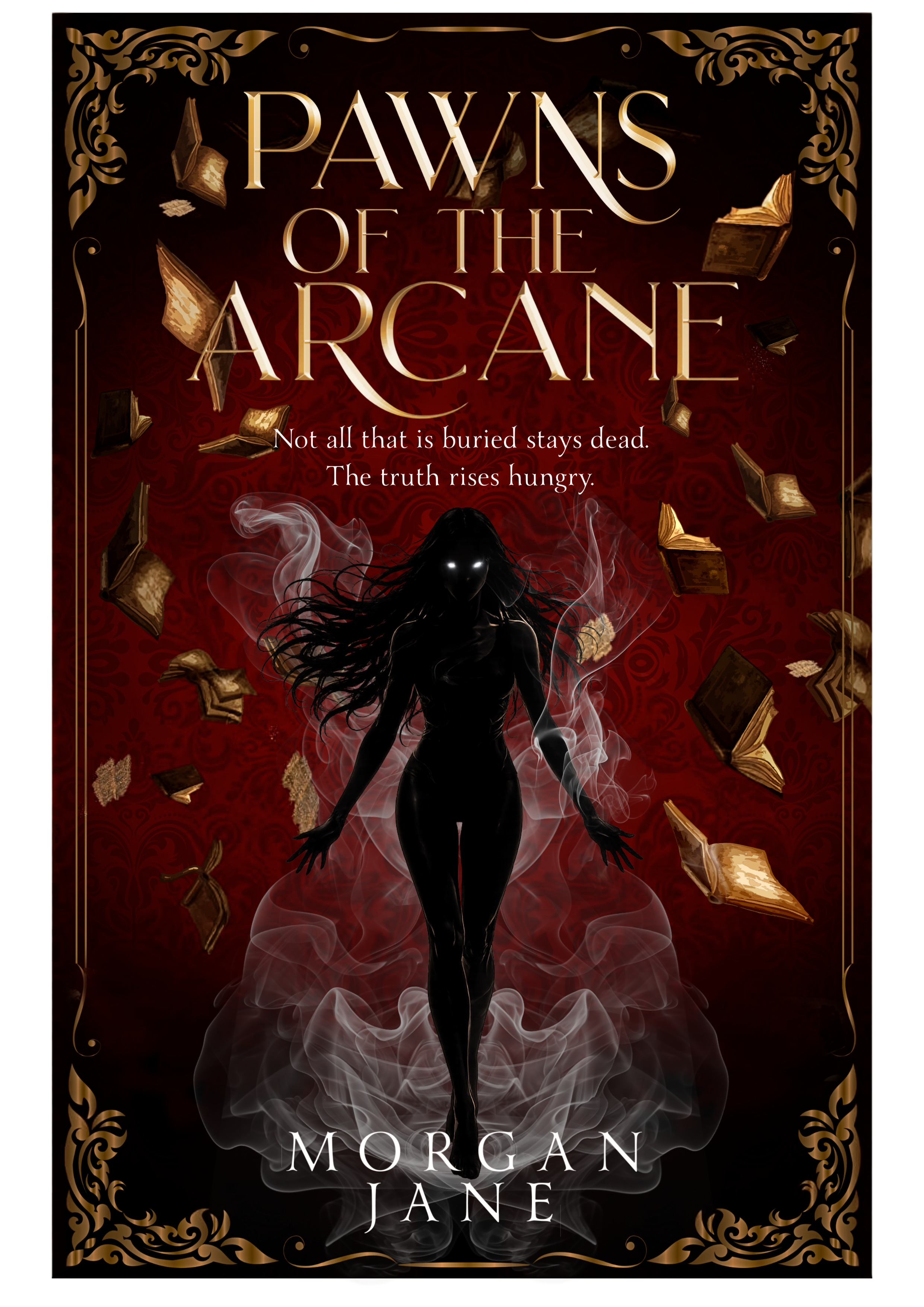Book cover for 'Pawns of the Arcane' by Morgan Jane, featured on publishing house open to submissions for writers, marketing a debut release