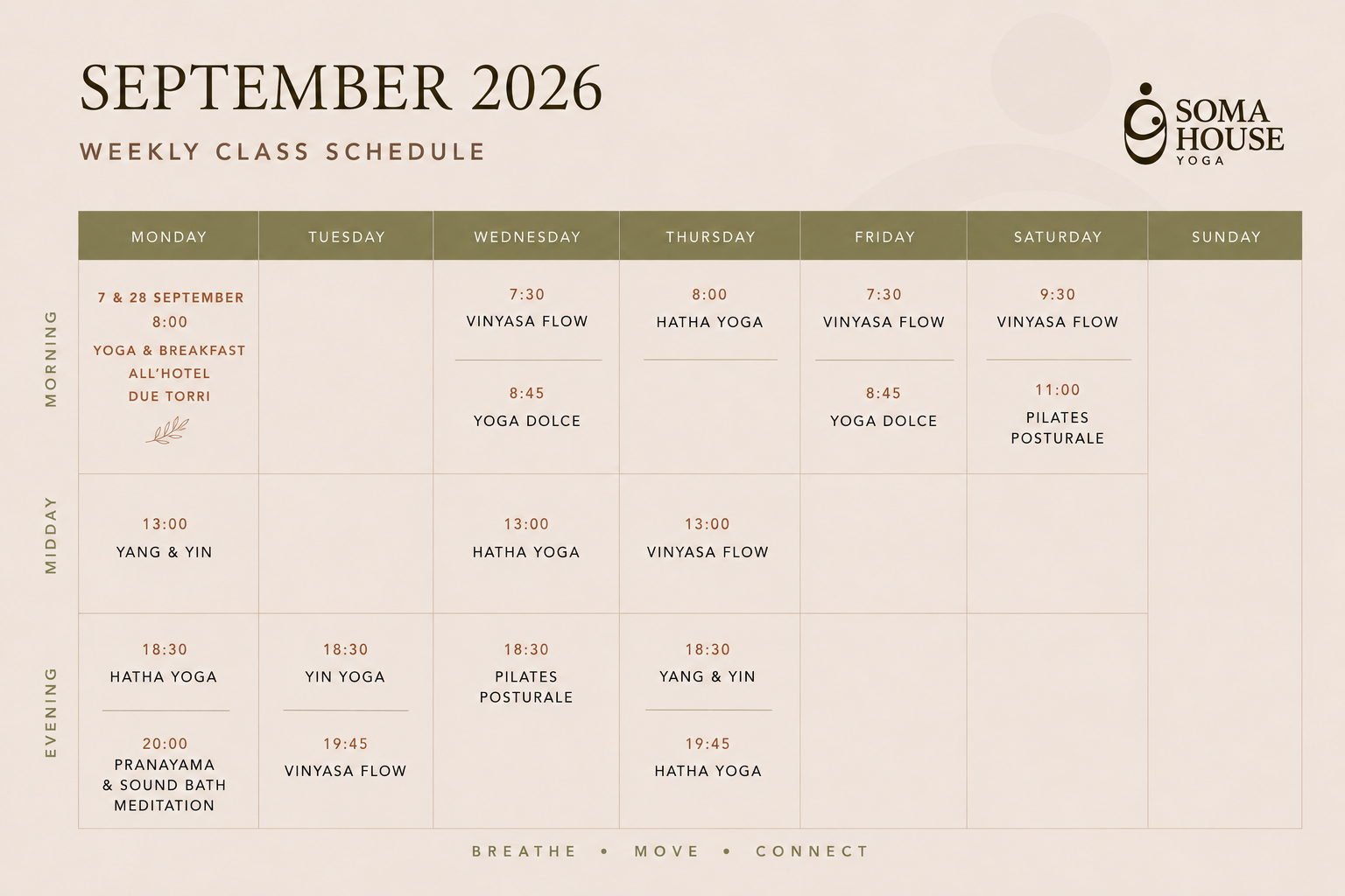 Orario Lezioni Yoga Settembre Verona Centro Storico Soma House Yoga