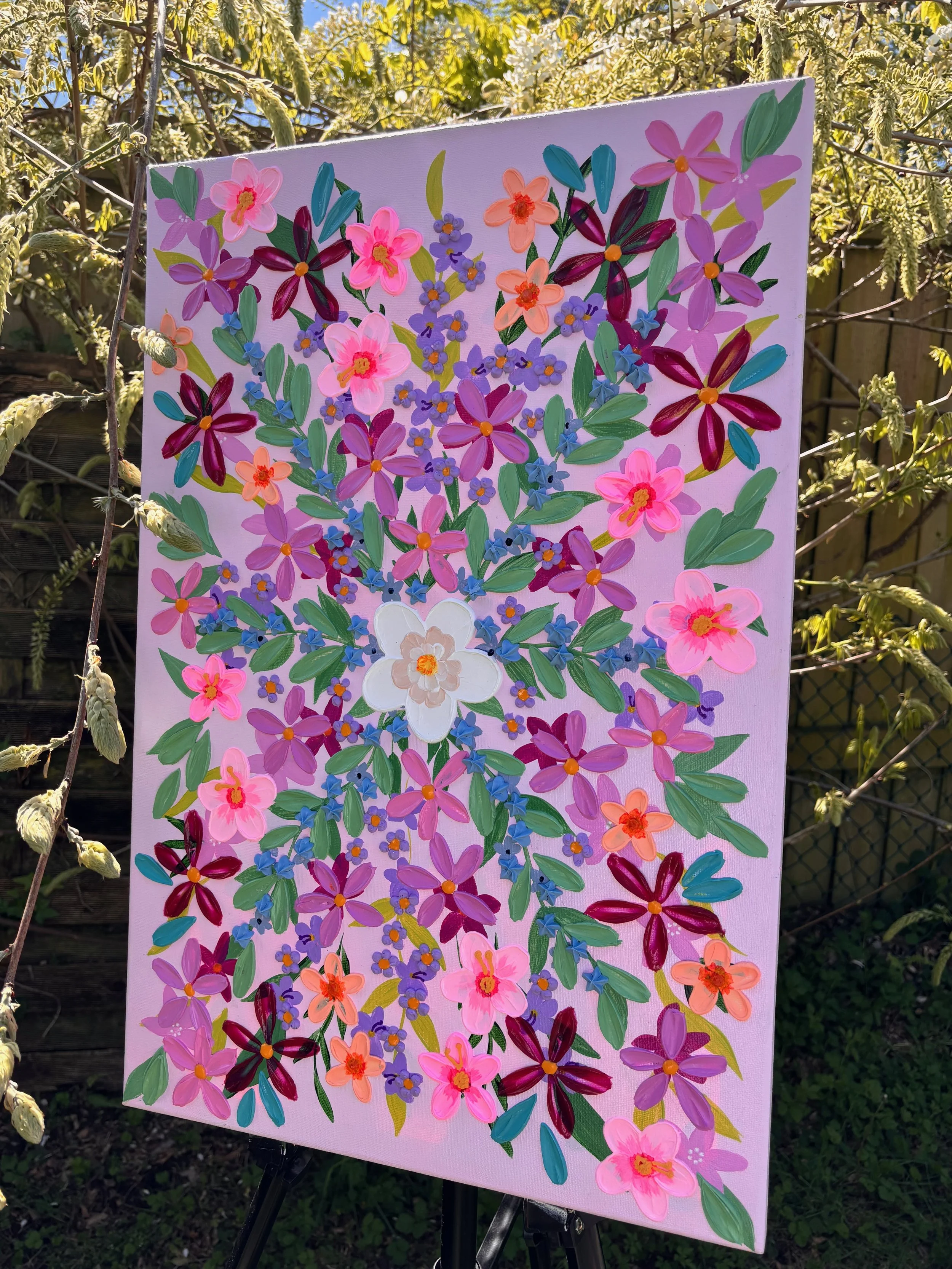 Colourful floral canvas artwork inspired by a moonlit cottage gardenmidnight-botanica-flower-textured-wall-art-painting8.jpeg