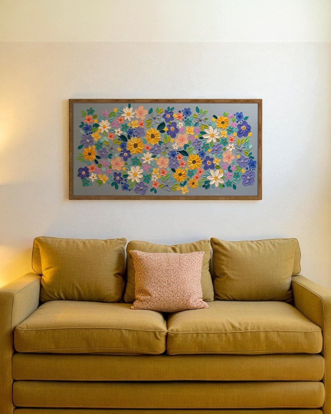 In Full Bloom | Large Textured Floral Statement Painting 120x50cm