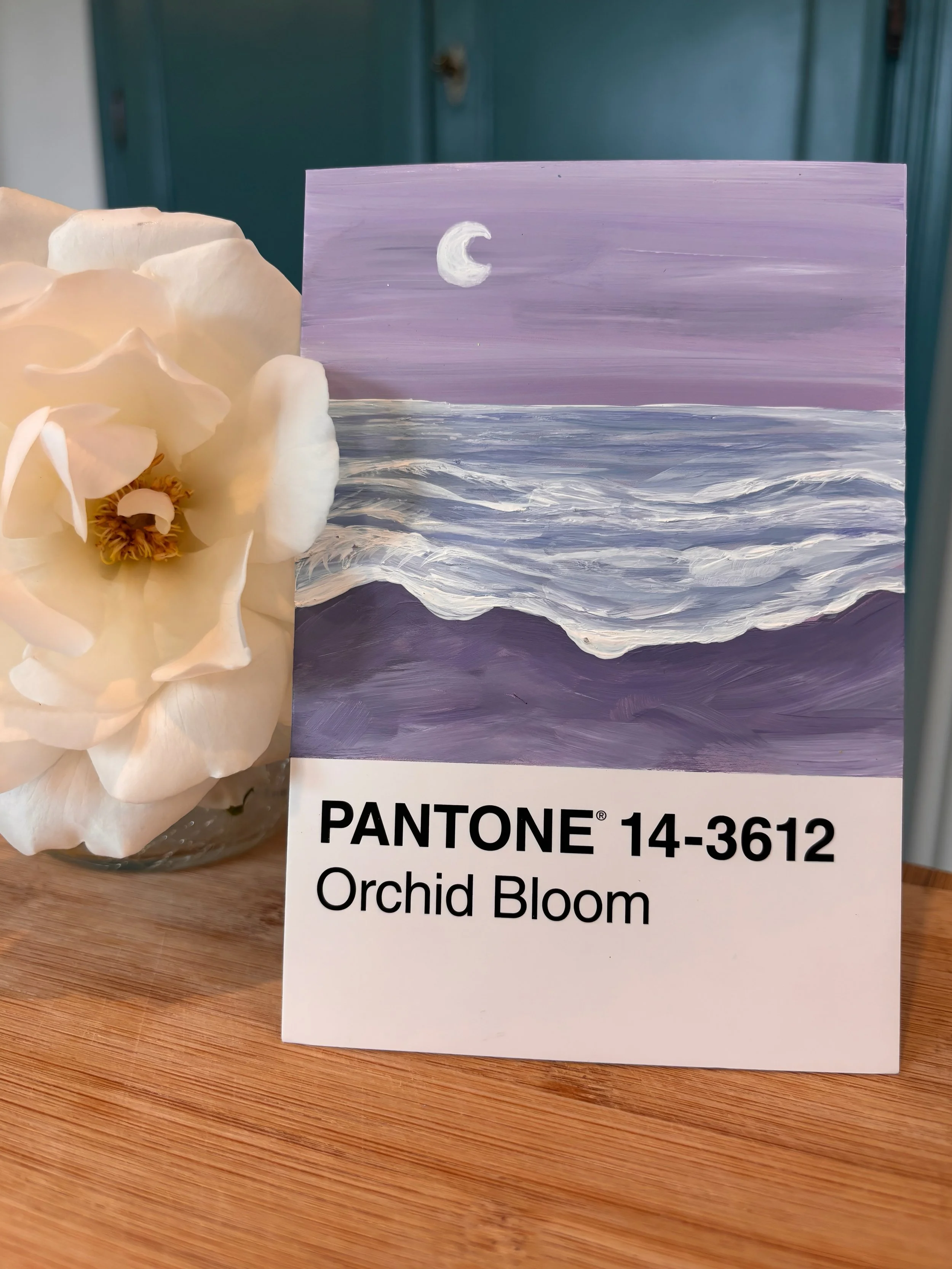 Tiny Pantone Inspired Painting | Original Mini Art l Orchid Bloom