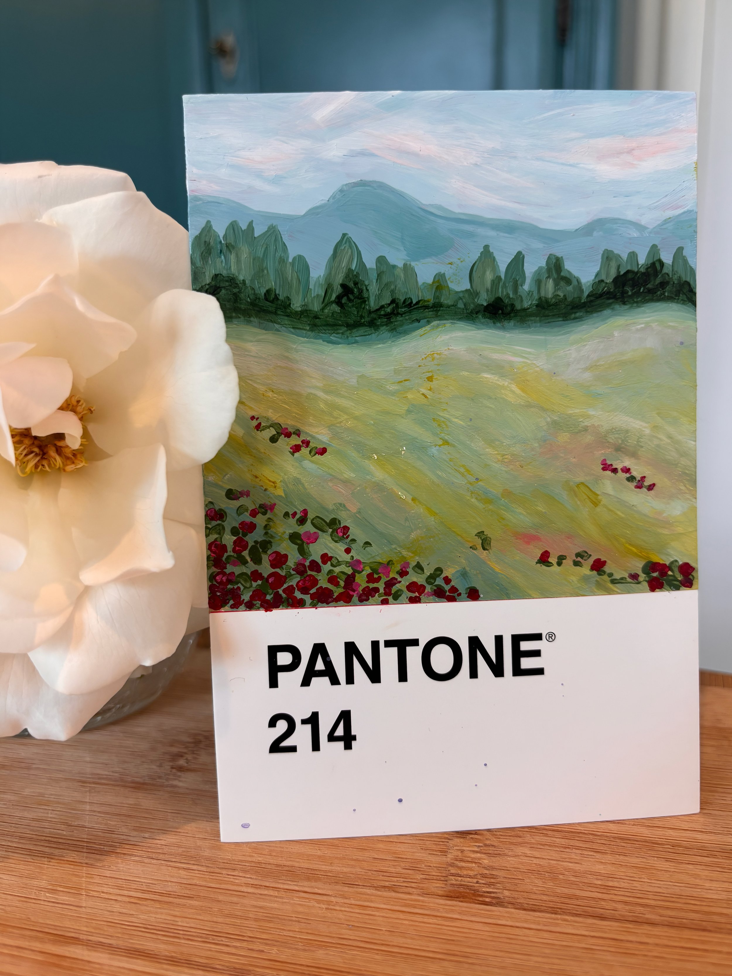 Tiny Pantone Inspired Painting | Original Mini Art l Poppy