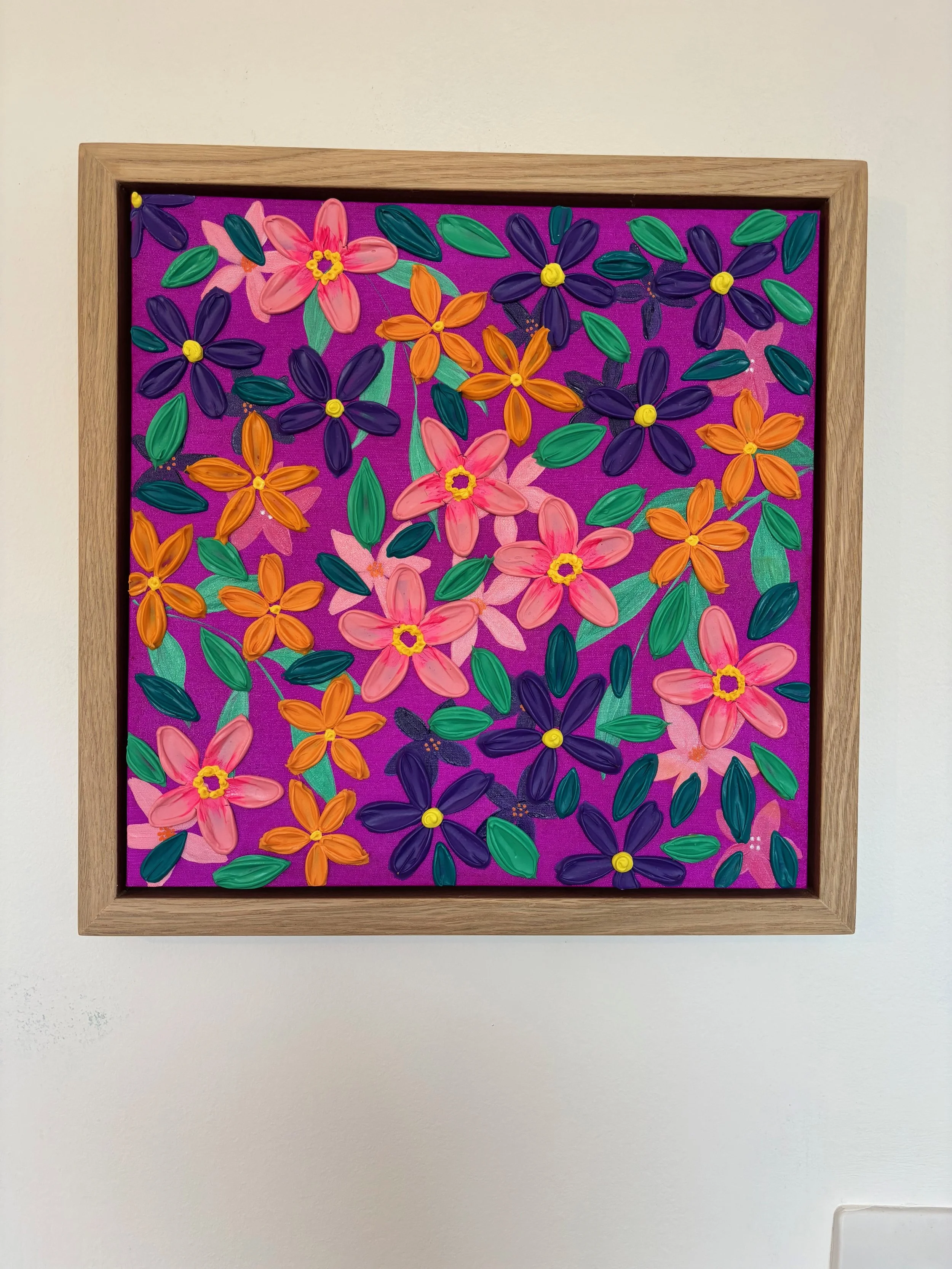 Original floral canvas artwork with bold colours