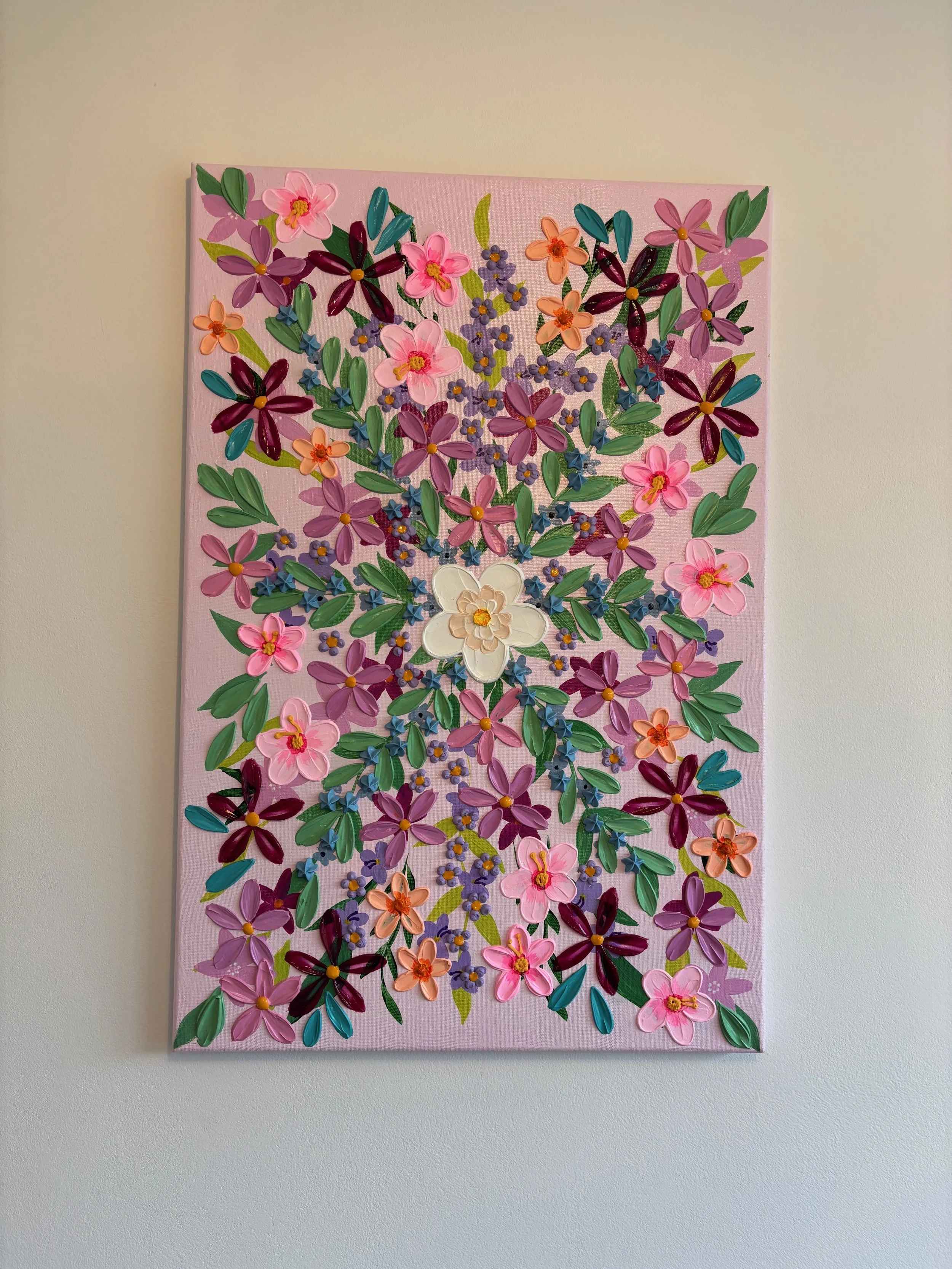 Handmade textured floral artwork for modern home decor