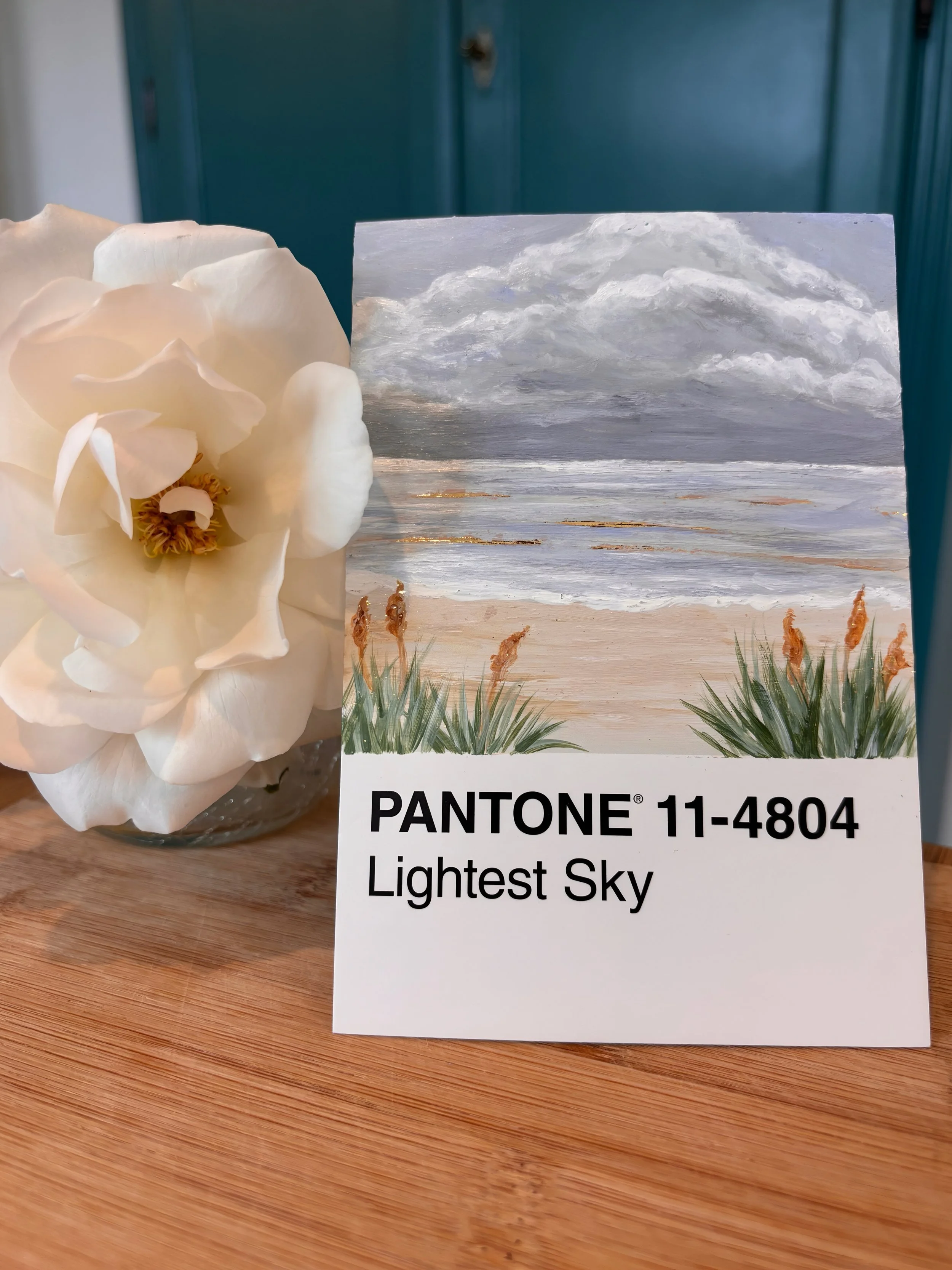 Tiny Pantone Inspired Painting | Original Mini Art l Lightest Sky