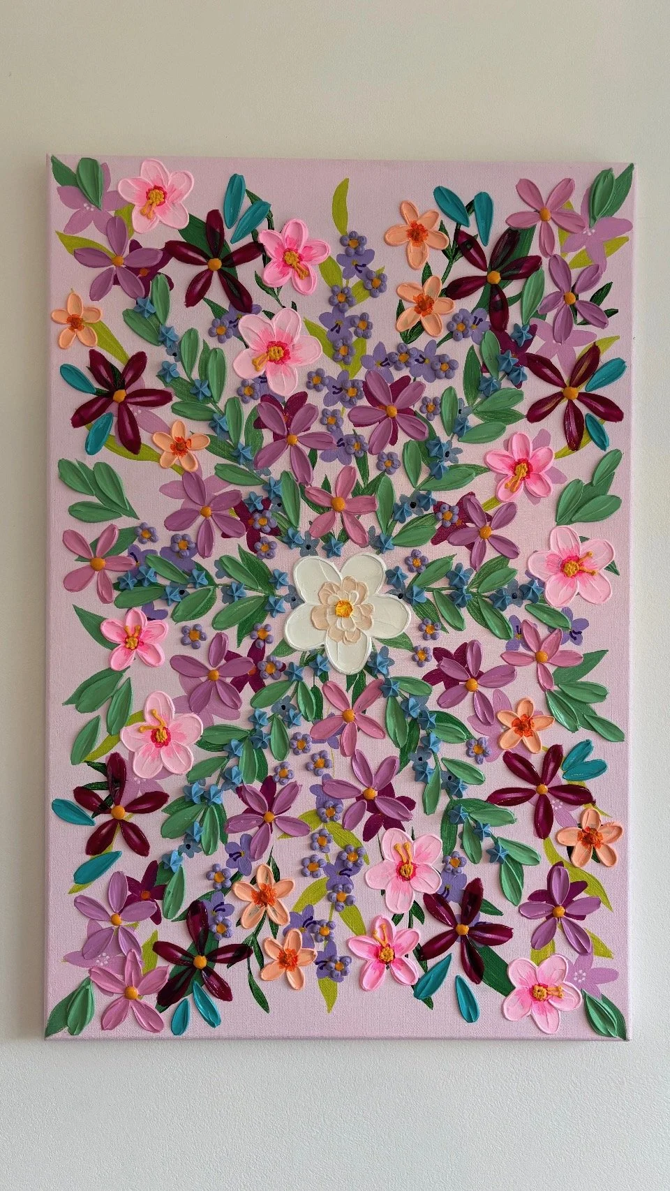 Handmade textured floral artwork for modern home decor