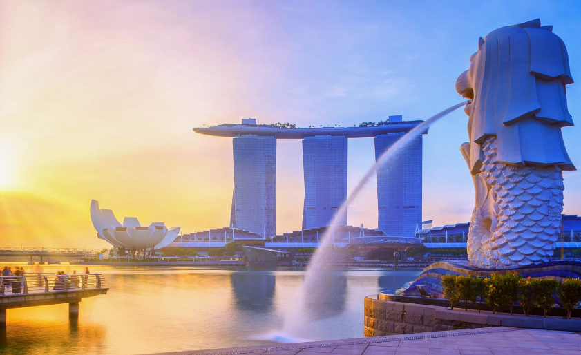 Atrakcje Singapuru. Merlion, Marina Bay, Marina Bay Sands,  Singapur.