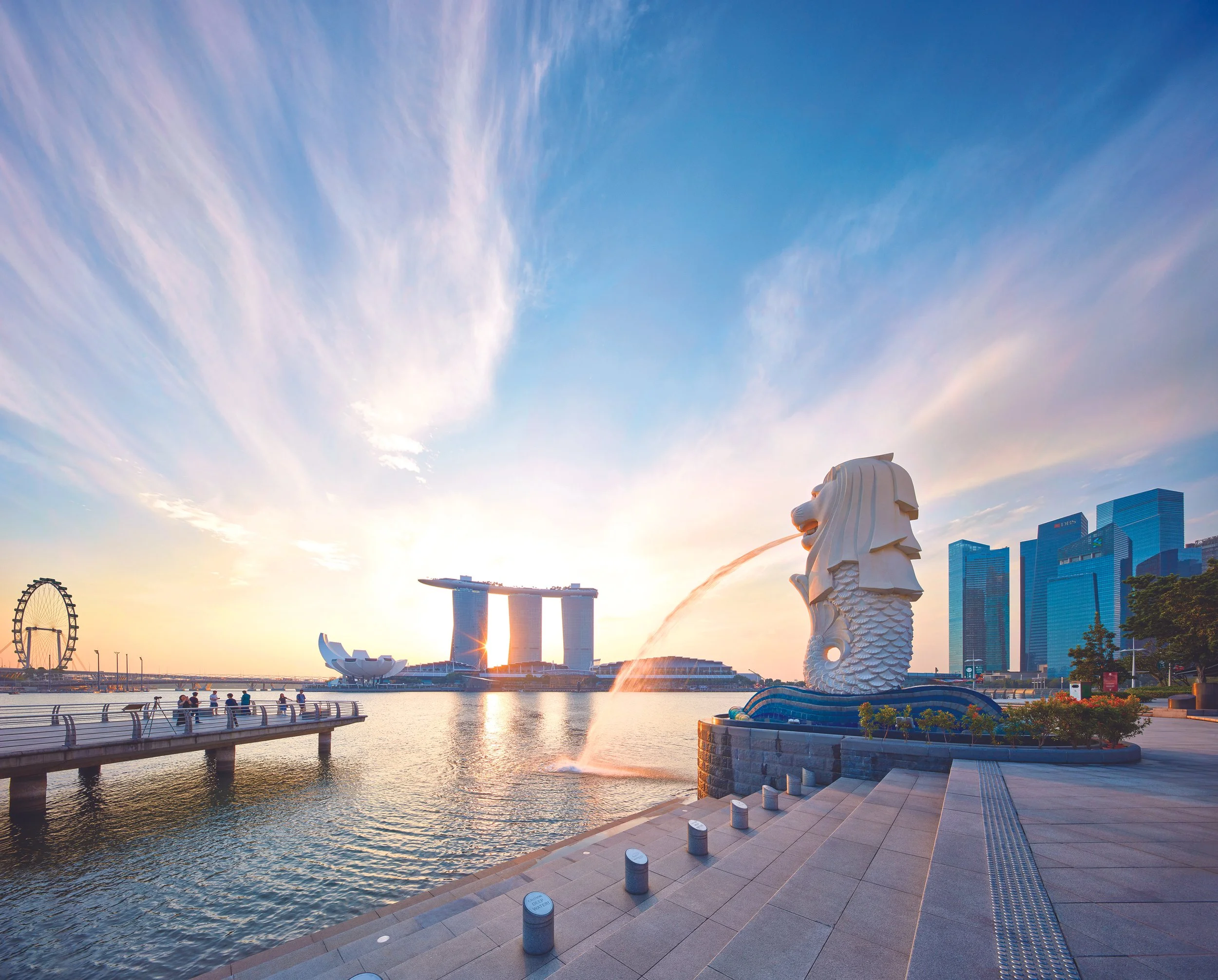 Atrakcje Singapuru: Marina Bay, Merlion, Marina Bay Sands,Singapur.