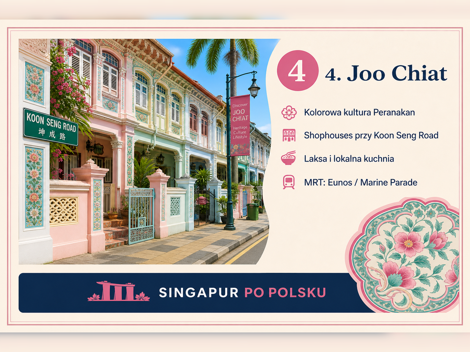 Kolorowe domy w dzielnicy Joo Chiat w Singapurze