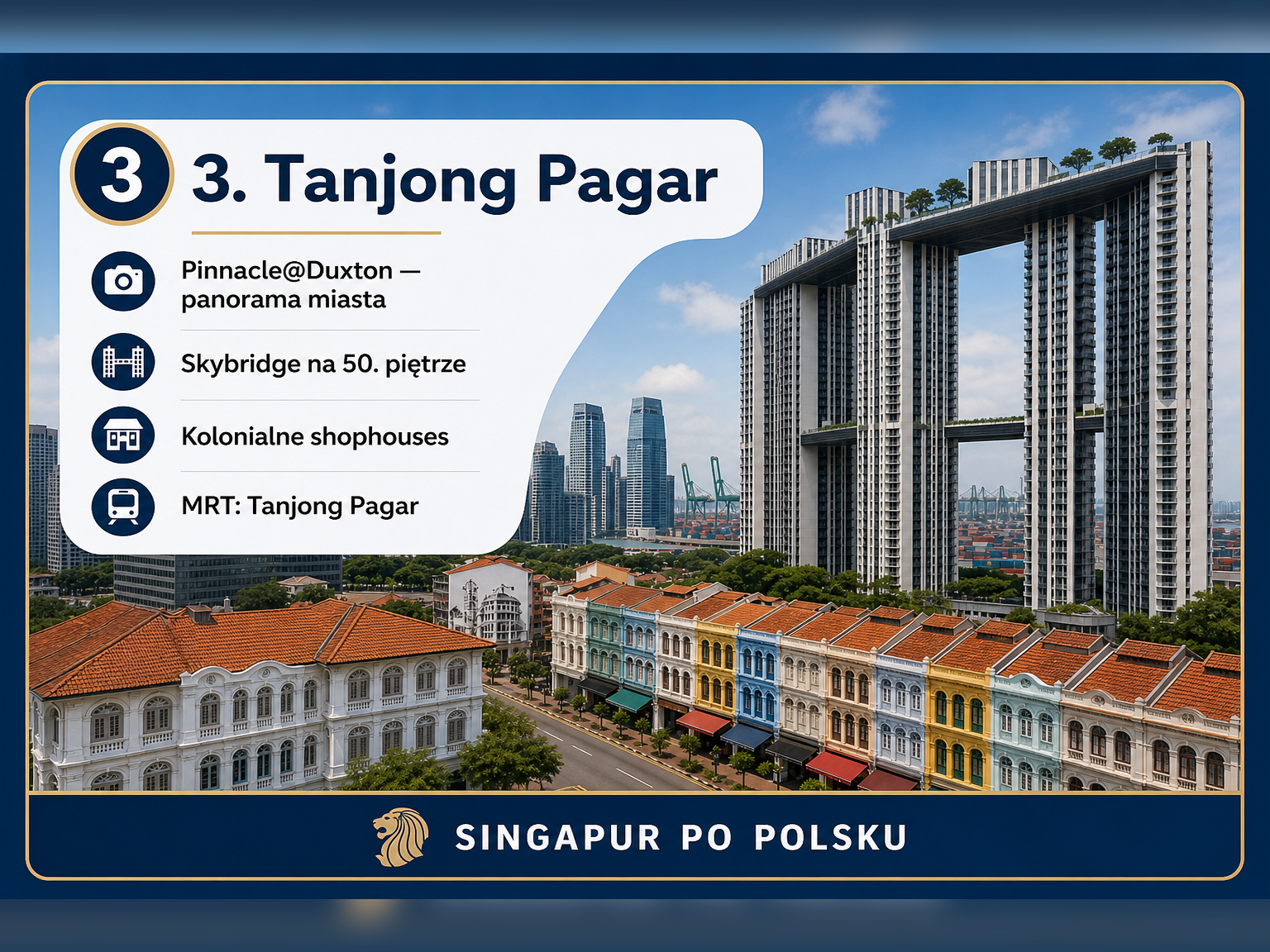 Widok na dzielnice Tanjong Pagar i budynek Pinnacle@Duxton