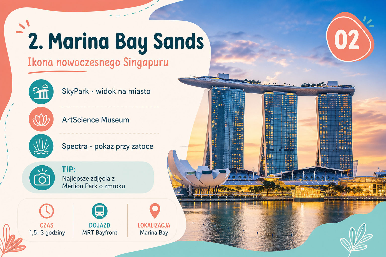 Singapur Marina Bay Sands widok panorama miasta