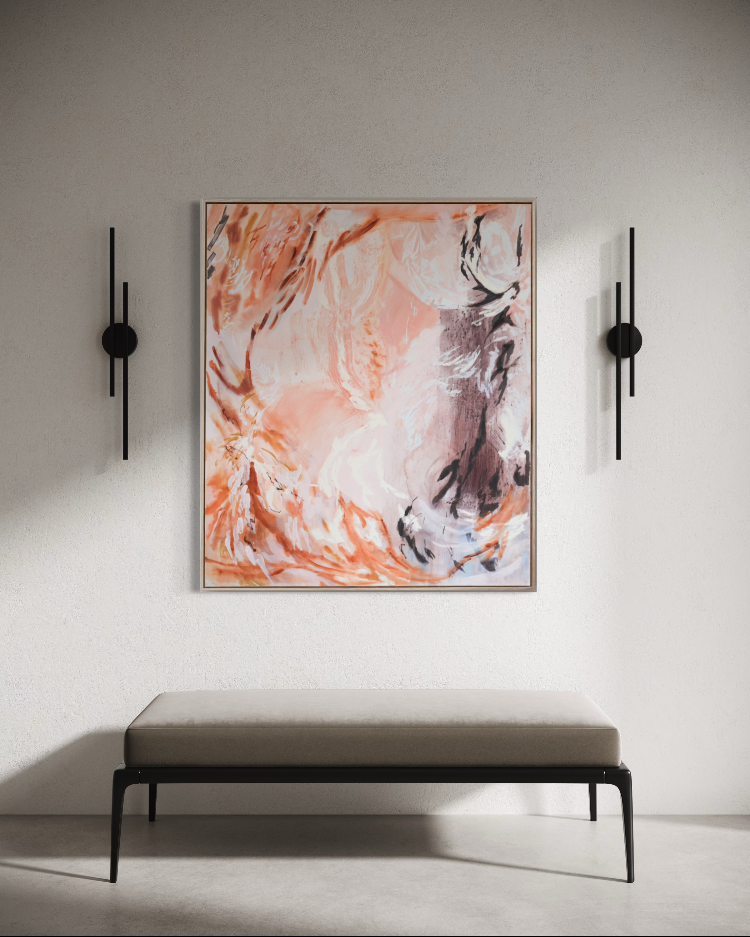 A Certain Rhythm abstract painting by Christina Anna Sperber displayed in a contemporary interior
