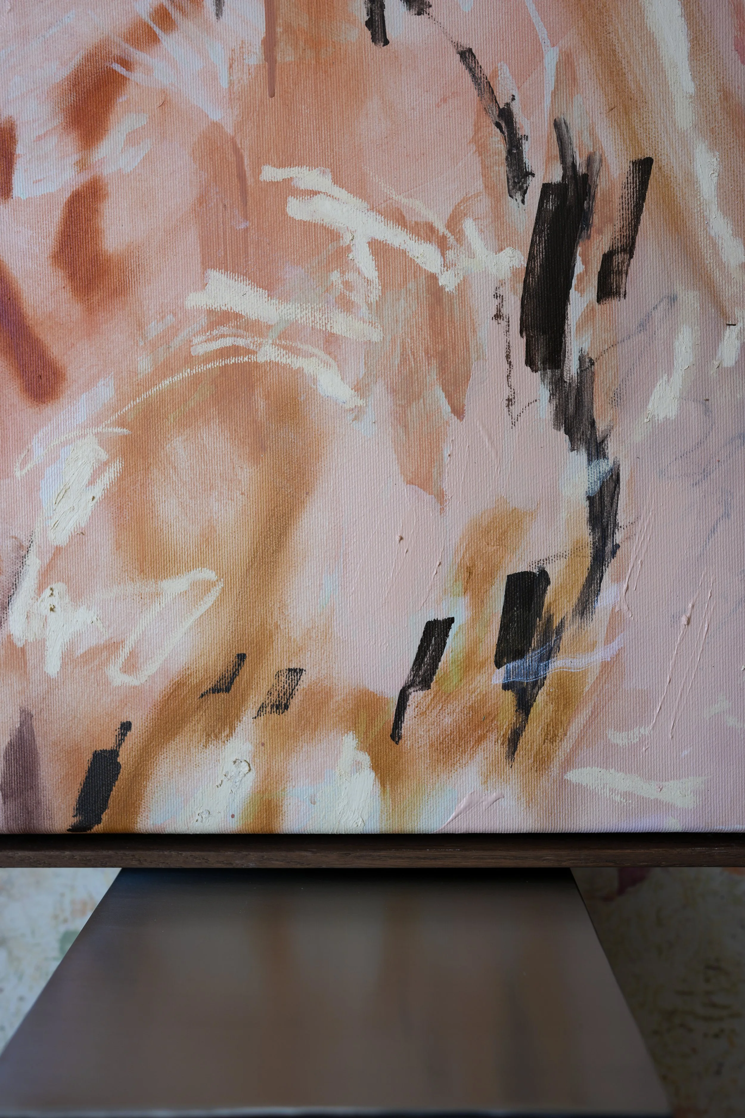 Detail of A Sunlit Soul showing layered brushstrokes and textured surface