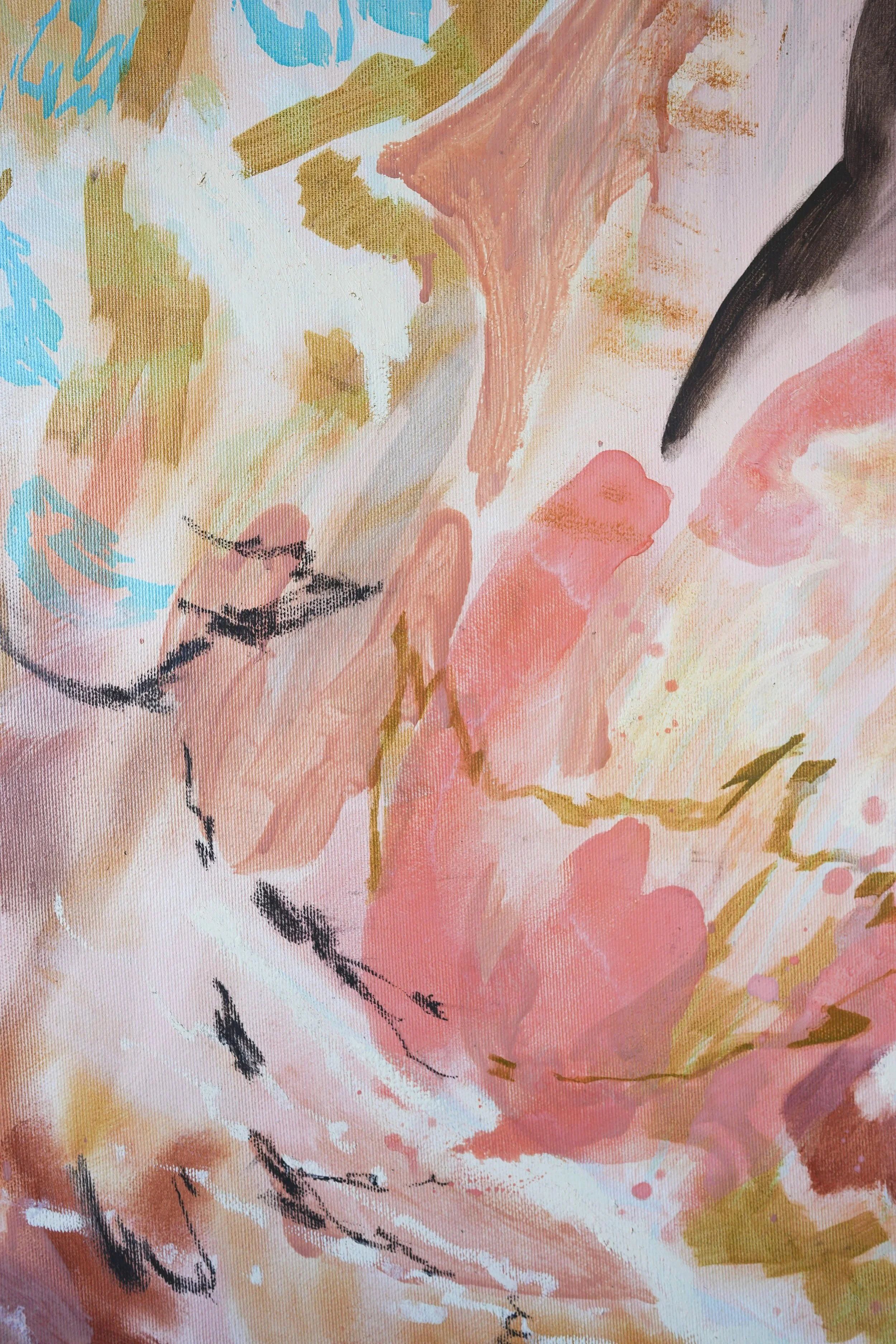 Detail Shot of Wild Tenderness abstract painting by Christina Anna Sperber displayed in a contemporary