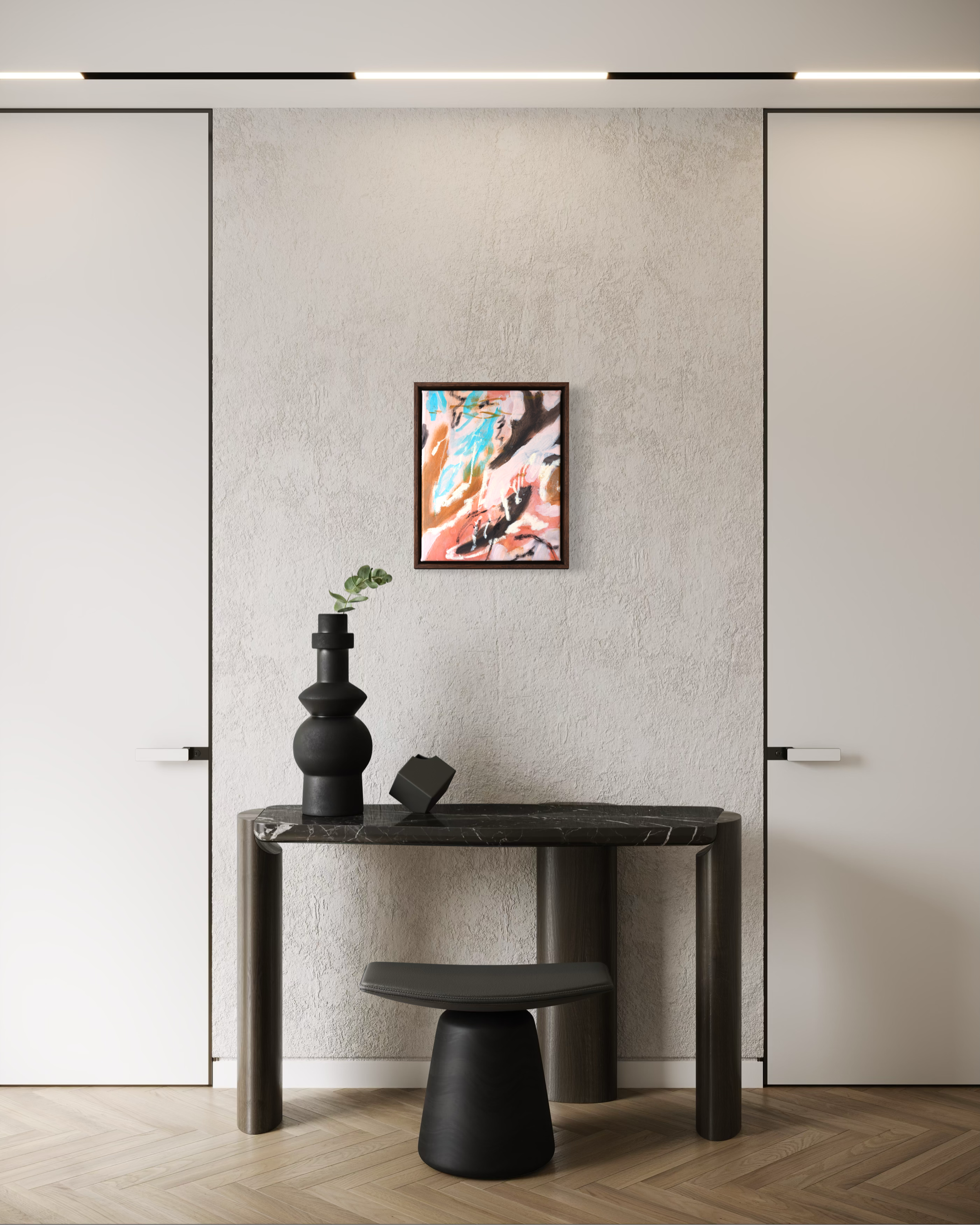 The Air Between abstract painting by Christina Anna Sperber displayed in a contemporary interior