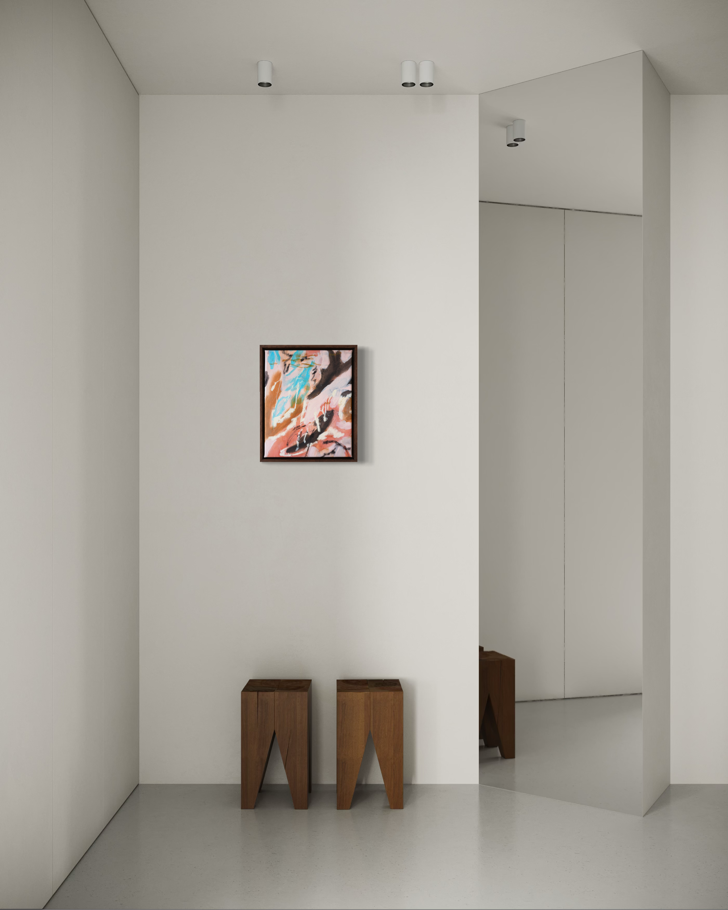Soft Terrain abstract painting by Christina Anna Sperber displayed in a contemporary interior