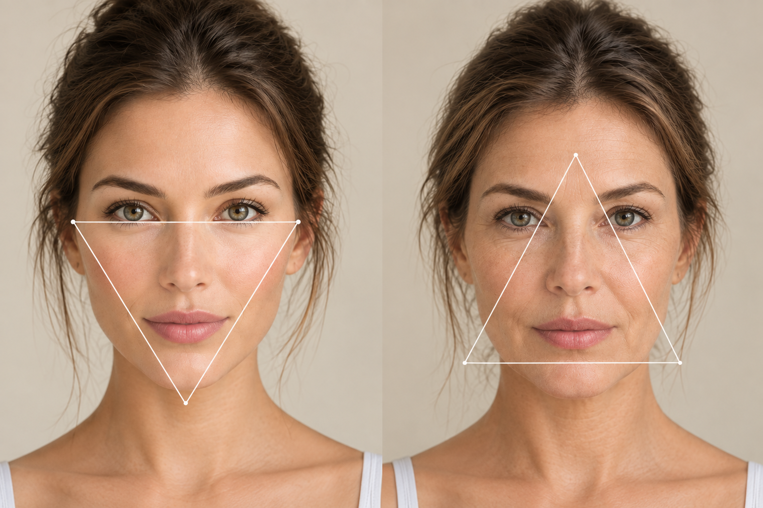 The Triangle of Youth vs the Pyramid of Ageing: How Our Faces Change Over Time