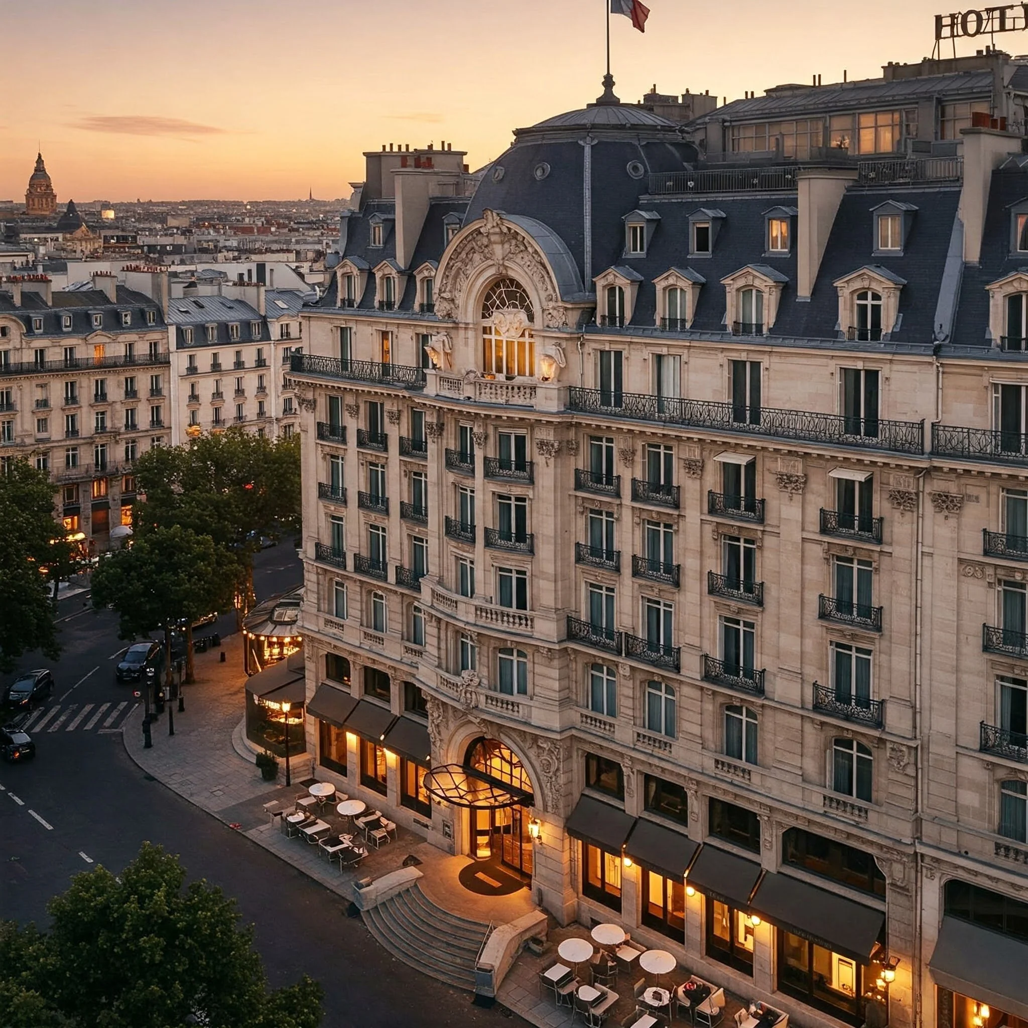 luxury hotel in France with a view of the city