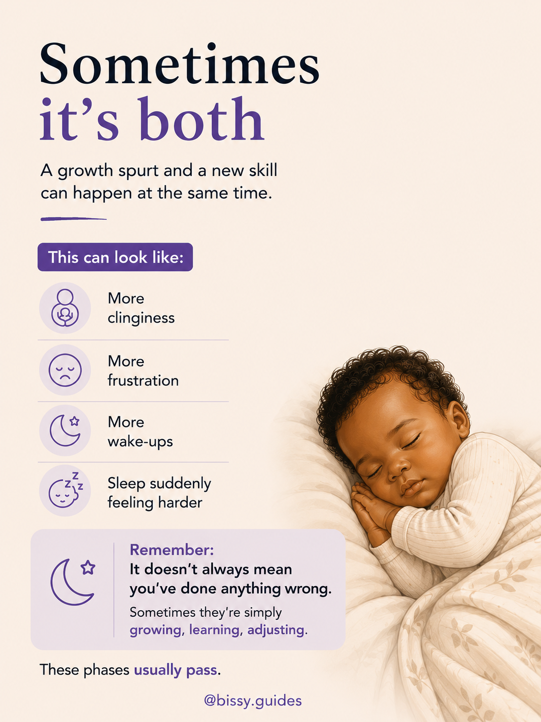 Sleeping baby representing the reassurance that developmental sleep disruptions are usually temporary.