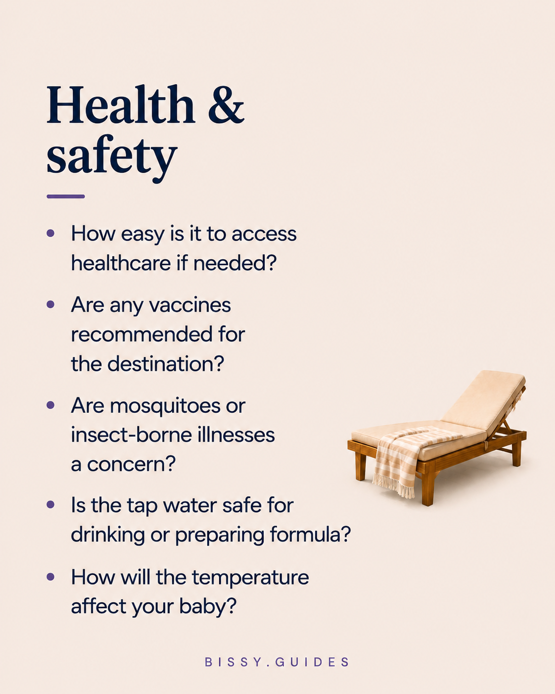 Sun lounger beside a pool representing holiday climate and destination safety considerations.