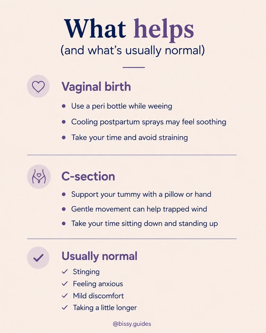 Postpartum recovery tips for making the first toilet trips after birth more comfortable..